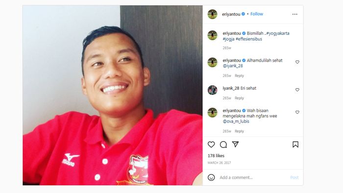 Resmi Dipinang Persib, Instagram Eriyanto Diserbu dan 'Dipantau' Bobotoh