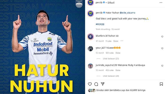 Esteban Vizcarra Tanggalkan Jersey Maung Bandung, Persib: Hatur Nuhun @este_vizcarra