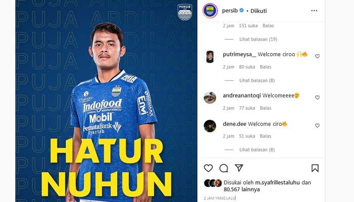 Kebanyak Unggah Hatur Nuhun, Bobotoh Serbu IG Persib Tuntut 'Welcome'
