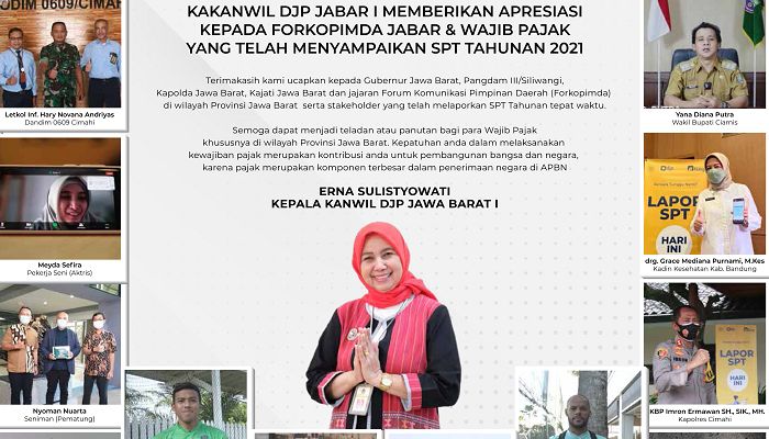Lapor SPT Tepat Waktu, Kakanwil Pajak Jabar I Apresiasi Forkopimda Jabar dan Stakeholder