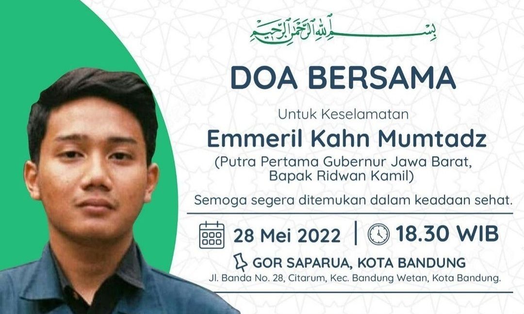 Doa Bersama untuk Keselamatan Emmiril Khan Mumtadz Digelar di GOR Saparua Petang Nanti