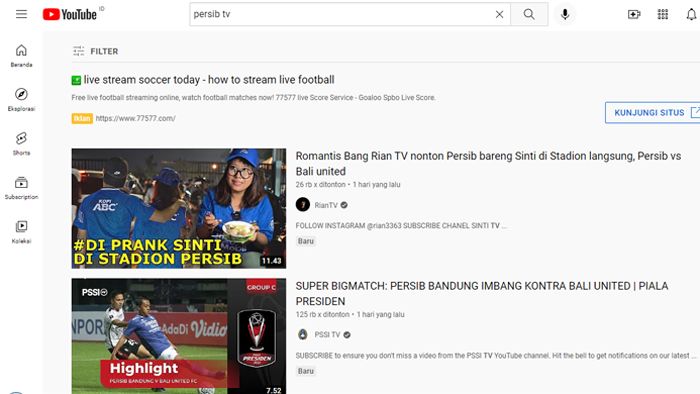 Channel Youtube Persib Menghilang, Diretas?