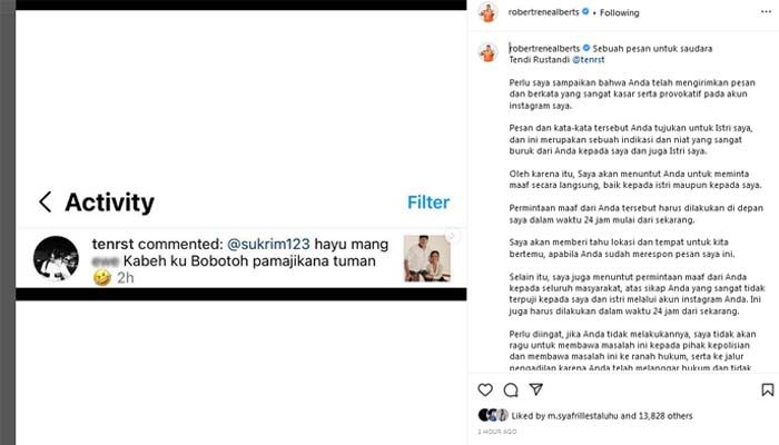 Murka dan Siap Melapor ke Polisi, Begini Ultimatum Robert Alberts untuk Penghina Istrinya