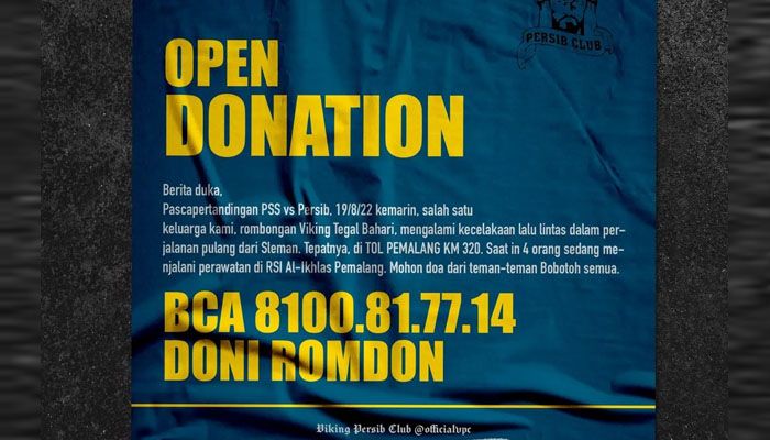 Kabar Duka Menimpa Bobotoh Usai Laga PSS Sleman Kontra Persib, VPC Buka Penggalangan Dana