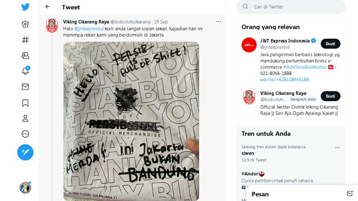 Paket dari Persib Store ke Jakarta Dicoret-coret Tulisan Hinaan, J&T Minta Maaf, Pelaku Dipecat!