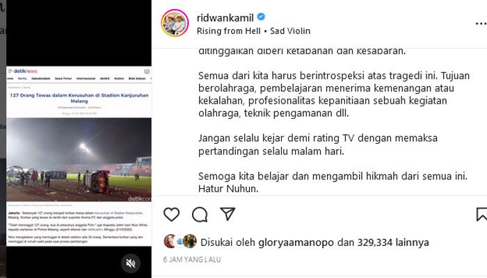 Tragedi Stadion Kanjuruhan, Mulai dari Ridwan Kamil yang Sentil Rating TV Hingga Pernyataan FAM