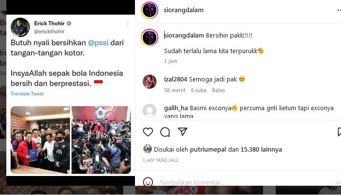 Maju Jadi Calon Ketua Umum PSSI, Erick Thohir: Butuh Nyali Membenahi PSSI Dari Tangan Kotor