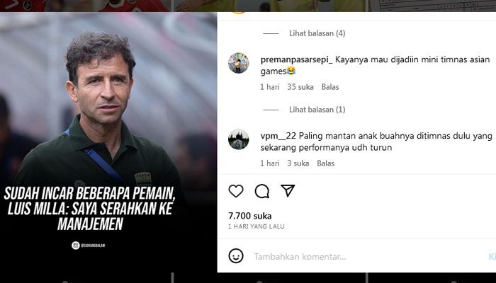 Luis Milla Serahkan Daftar Belanja Pemain Persib, Netizen Curigai Kumpulkan Mantan Anak Asuh 
