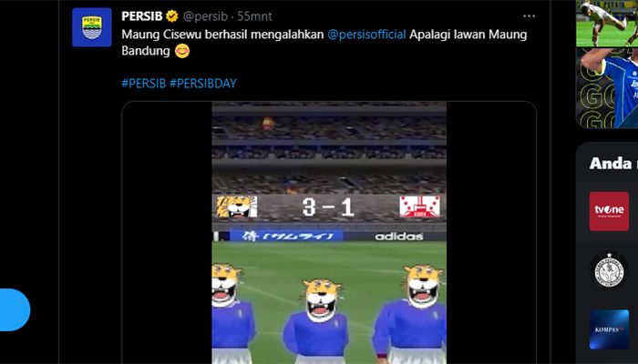 Telak! Persib Balas Ledekan Akun Ofisial Persis setelah Disebut Maung Cisewu