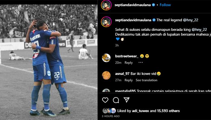 Dikabarkan Segera Gabung Persib, Septian David Maulana Sampaikan Perpisahan kepada Kapten PSIS