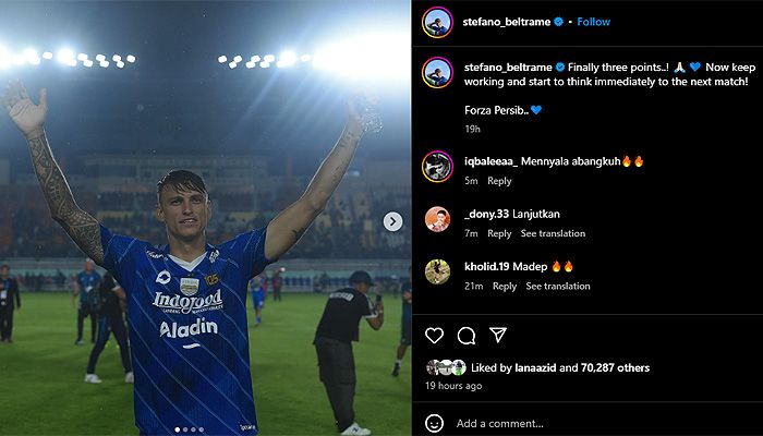 Postingan Stefano Beltrame Disukai Puluhan Ribu Netizen, Bobotoh Singgung soal Rumput Jalak Harupat