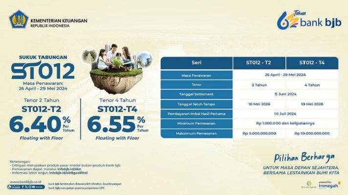 Dukung Program Pemerintah, bank bjb Tawarkan Sukuk Tabungan Seri ST012